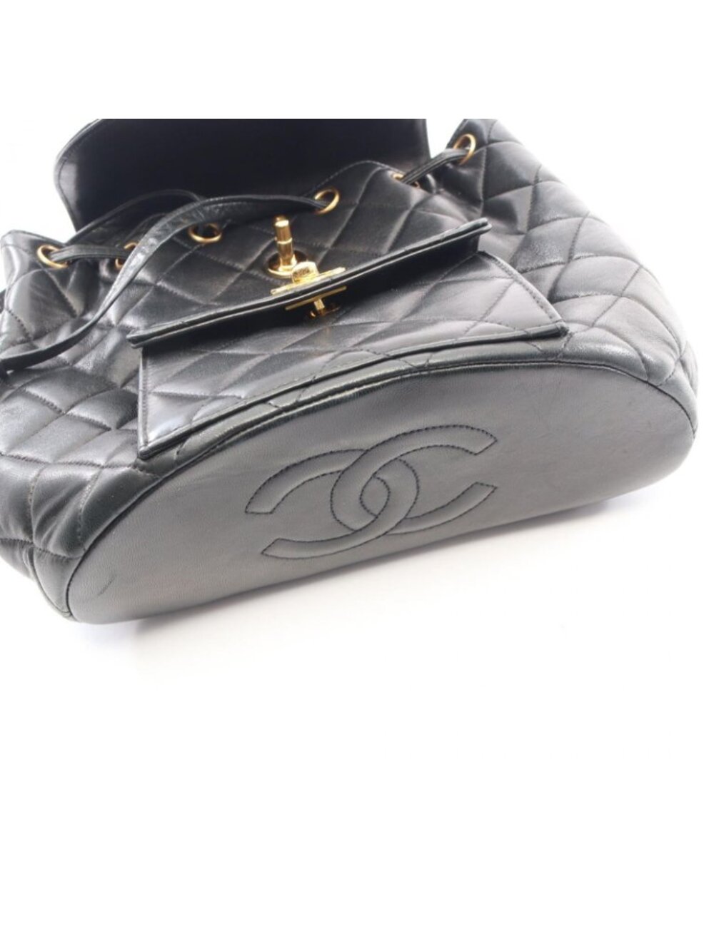 Chanel Backpack Quilted Black Lambskin Double Turnlock Chain - Picture 6 of 13